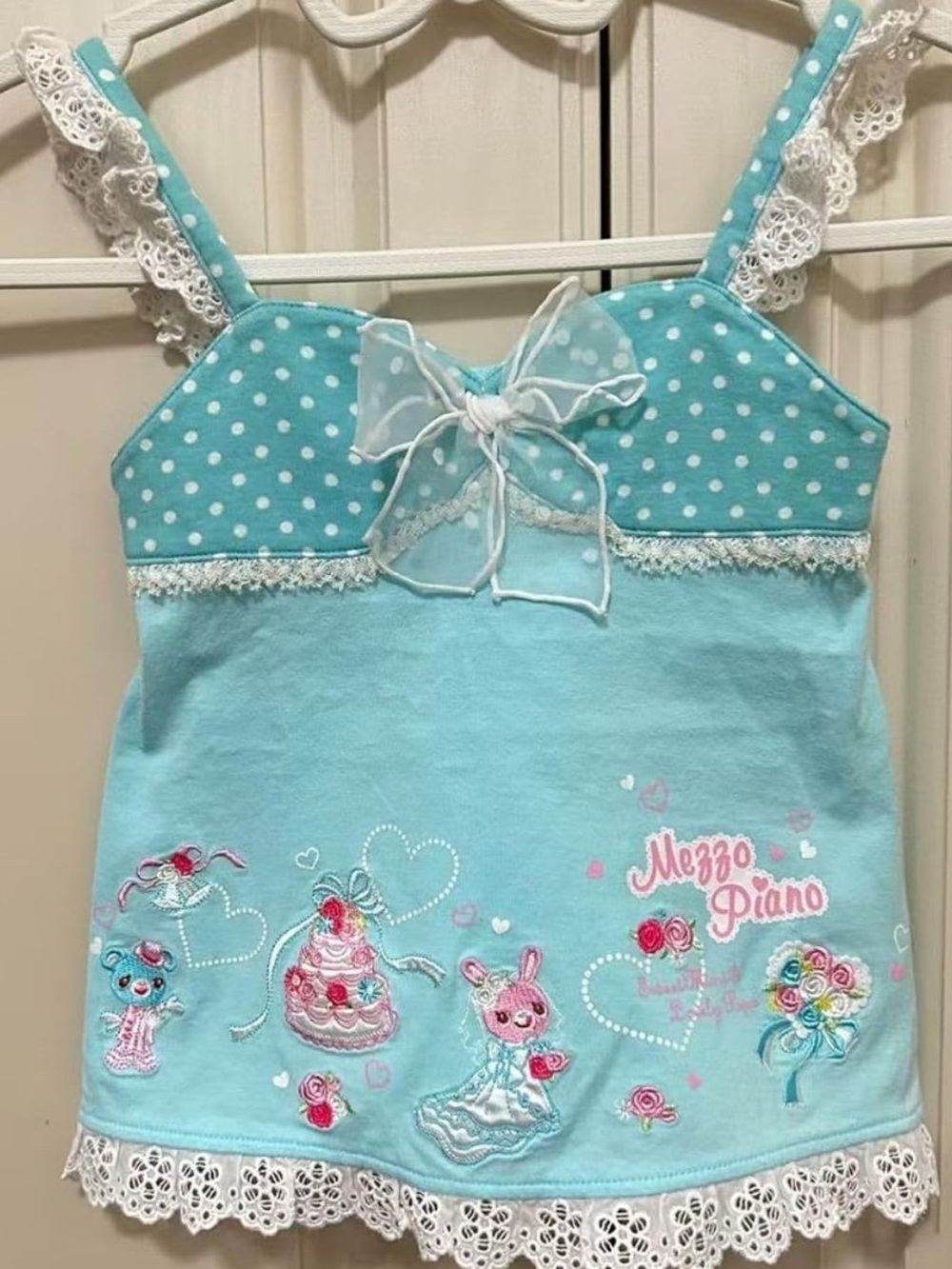 Gyaru Harajuku Cutecore Polka Dot Camisole for Women Sheer Bow & Cute Embroidery